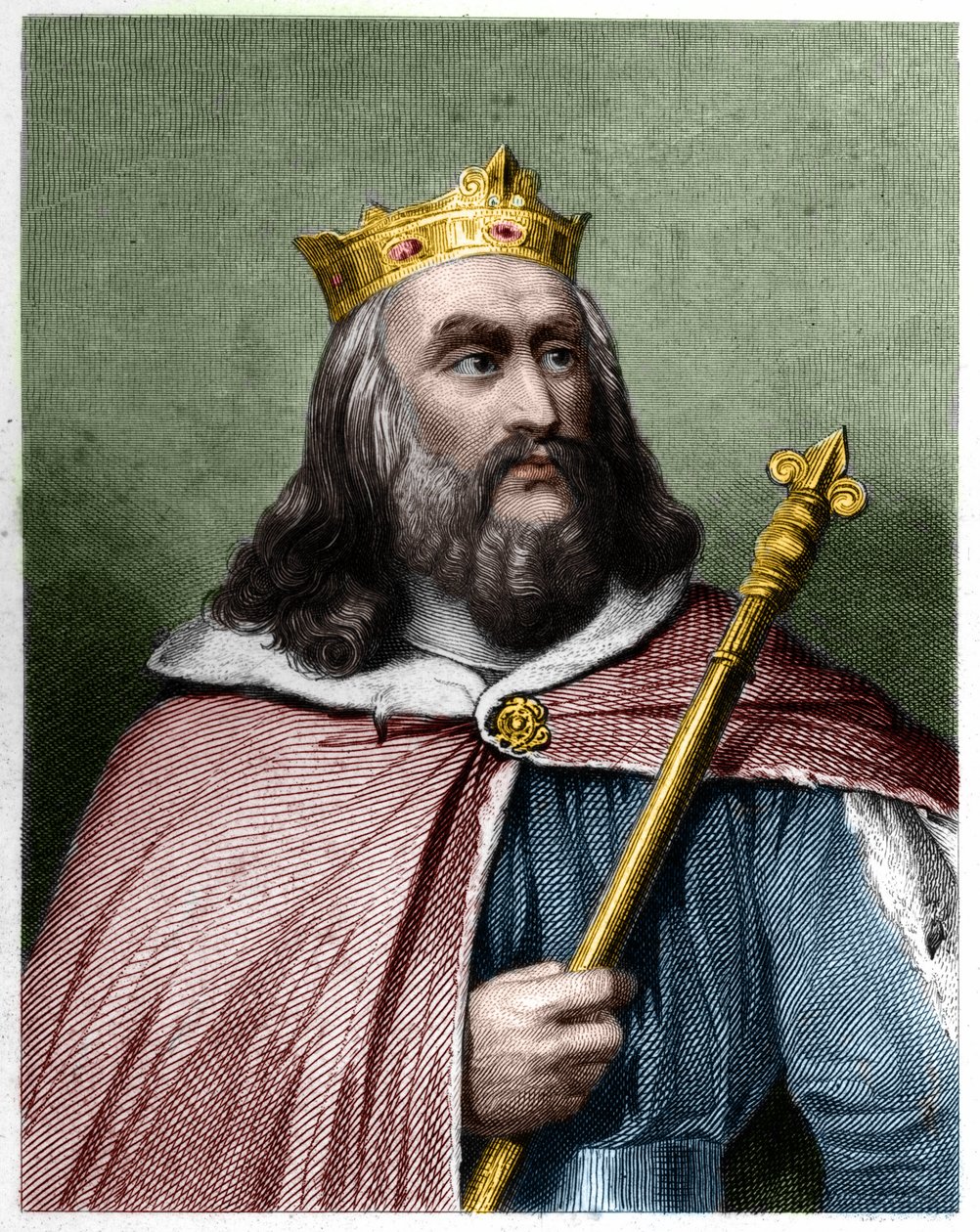Clotaire (Clothaire) II (584 - 628), Neustria Kralı ve Frank Kralı - Lavallee tarafından “” Histoire des Francais” de, gravür, sd. by French School