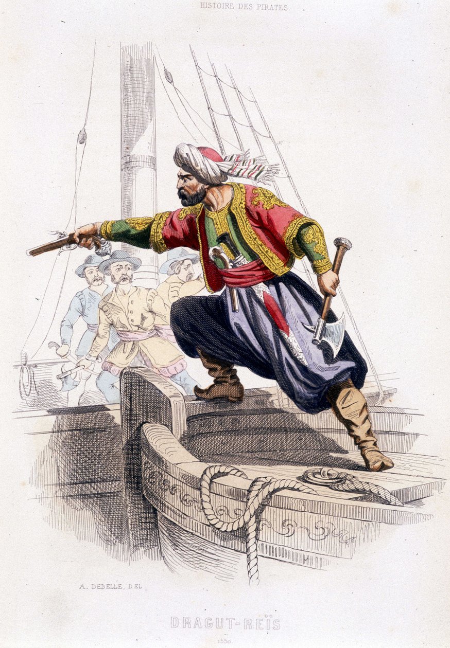 Dragut'un Portresi - 16. yüzyılın Türk korsanı Reis - “”Okyanus ve Akdeniz Korsanları ve Korsanları Tarihi”nde, P. Christian, Paris, D. Cavaillés ed., Tome 1 by French School