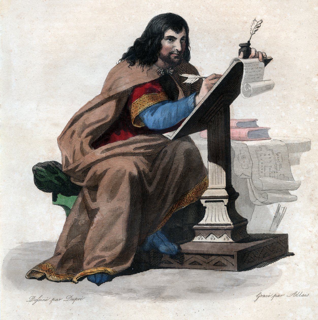 Einhard'ın Portresi (Eginhard, Einhart, Einard, Einhard) (775-840), Frank bilgini ve saray mensubu. by French School