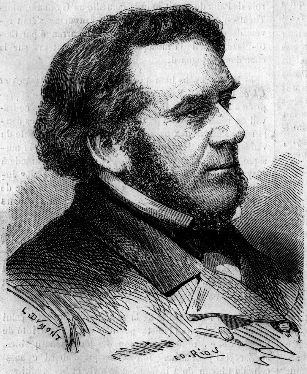 Eugene Bethmont'un (1804-1860) portresi, Fransız avukat ve politikacı, eski Adalet Bakanı. 7 Nisan 1860 tarihli “Le Monde Illustré” n°156'daki gravür. by French School