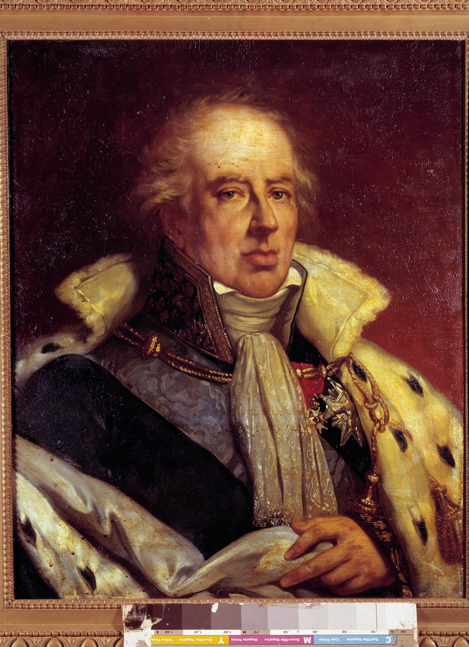 Francois - Alexandre - Frederic'in Portresi, Duc de la Rochefoucauld Liancourt, ekonomist (1747 - 1837), Restorasyon altında Pair de France kostümü içinde temsil edildi (hs/t 0.72 X 0.57). Versay. Kale Müzesi. by French School