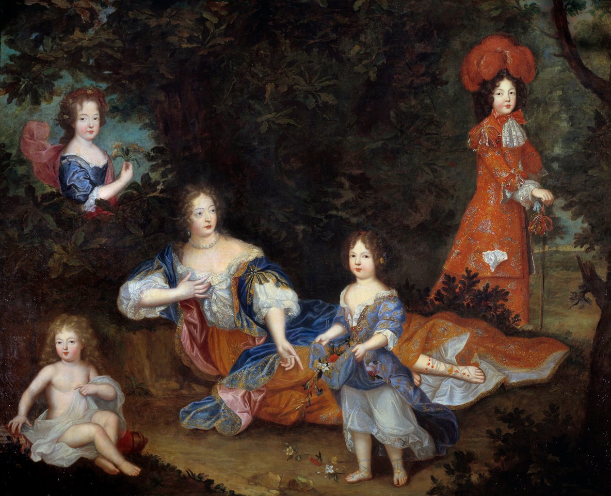 Rochechouart Mortemart, Marquise de Montespan (veya Madame de Montespan) (1640-1707) ve çocukları Maine Dükü, Vexin Kontu, Miss of Tours ve Miss of Nantes tarafından Francoise Athenais