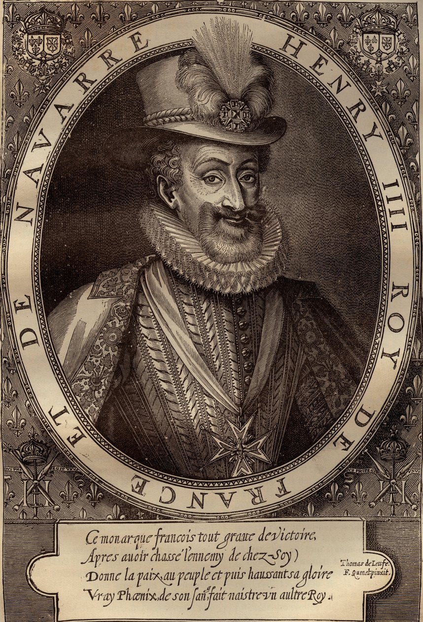 Henry IV (1553-1610) Portresi Fransa Kralı - Henry IV Portresi (1553-1610) Fransa Kralı - 17. yüzyıl oyma by French School