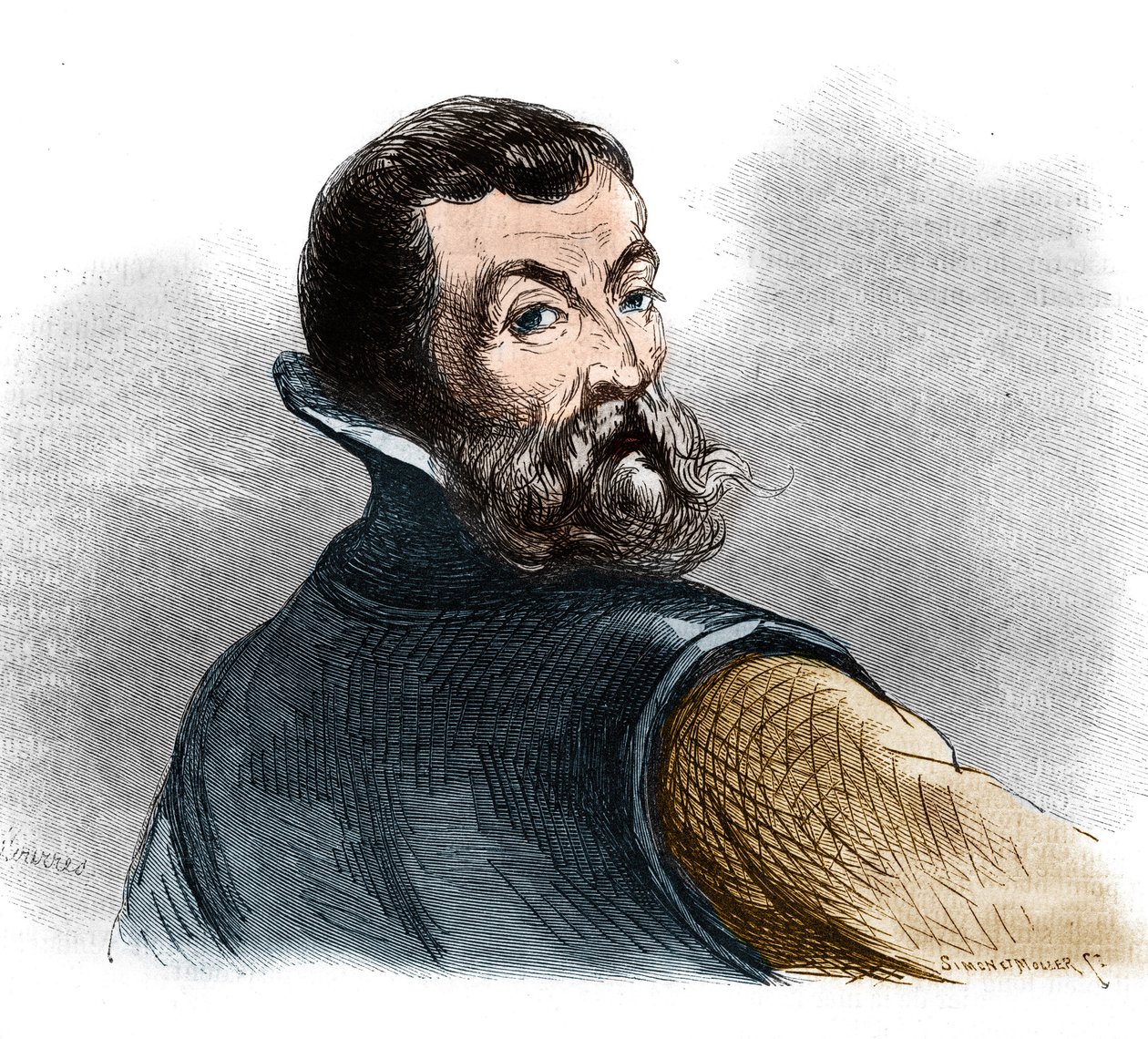 Jacques Cartier (1491-1557), Fransız denizci ve kaşif portresi. by French School
