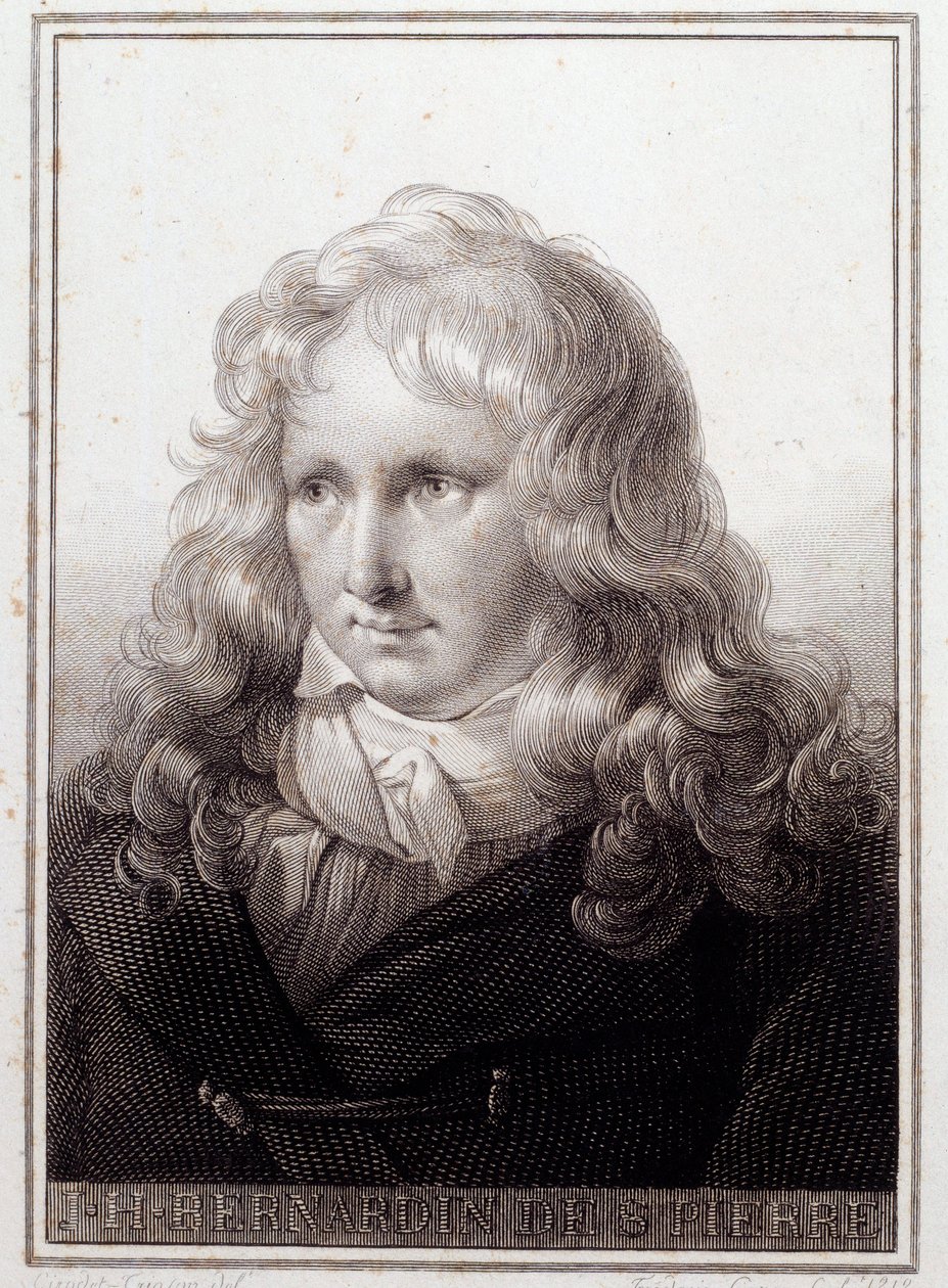 Jacques Henri Bernardin de Saint Pierre (Saint-Pierre) (1737-1814), Fransız yazar portresi. 18. yüzyılın anonim gravürü. Paris, Sorbonne Kütüphanesi by French School