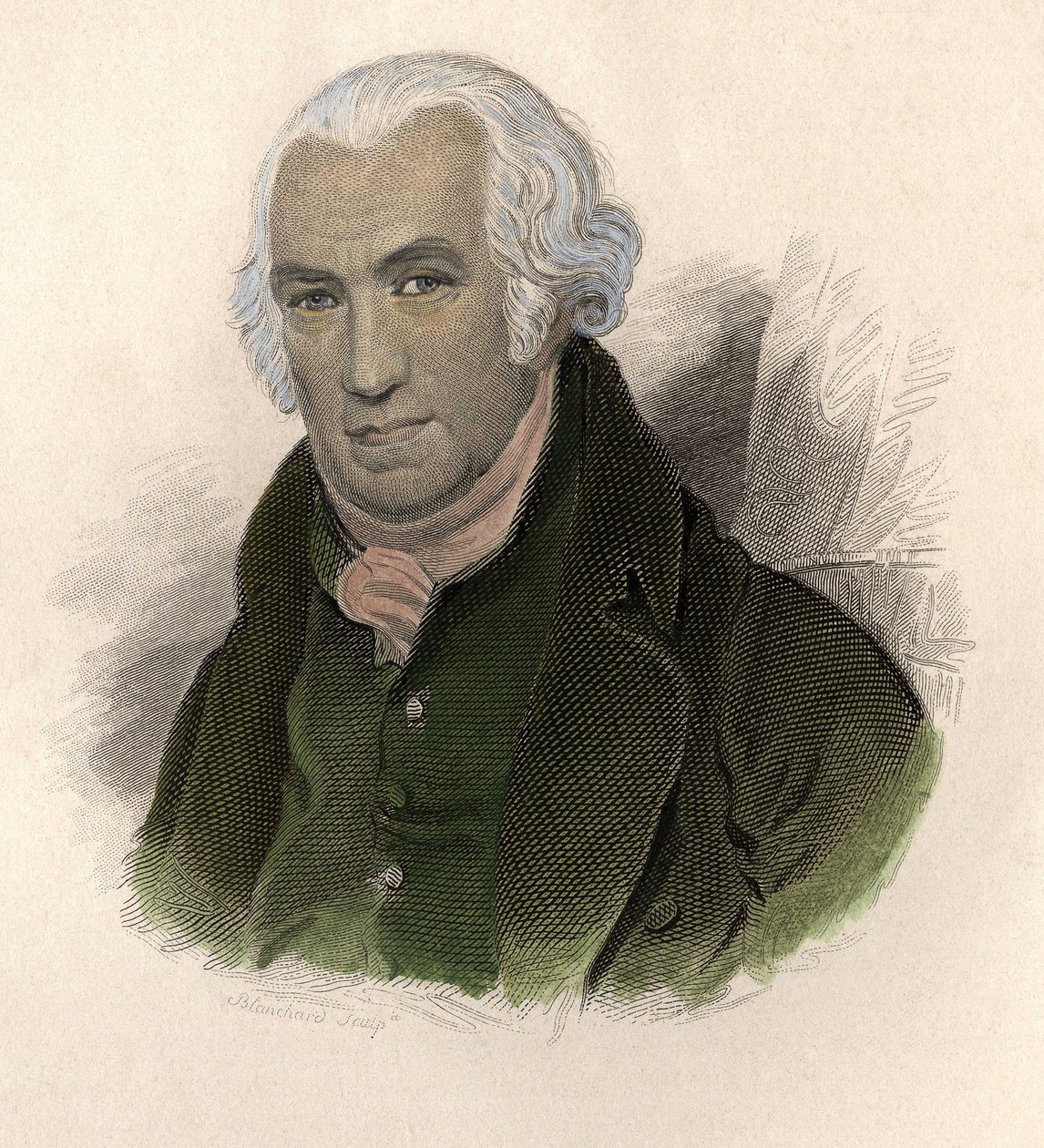 James Watt (1736-1819), İskoç mühendis ve tamirci portresi. "" Faydalı Portreler des Hommes" içinde by French School