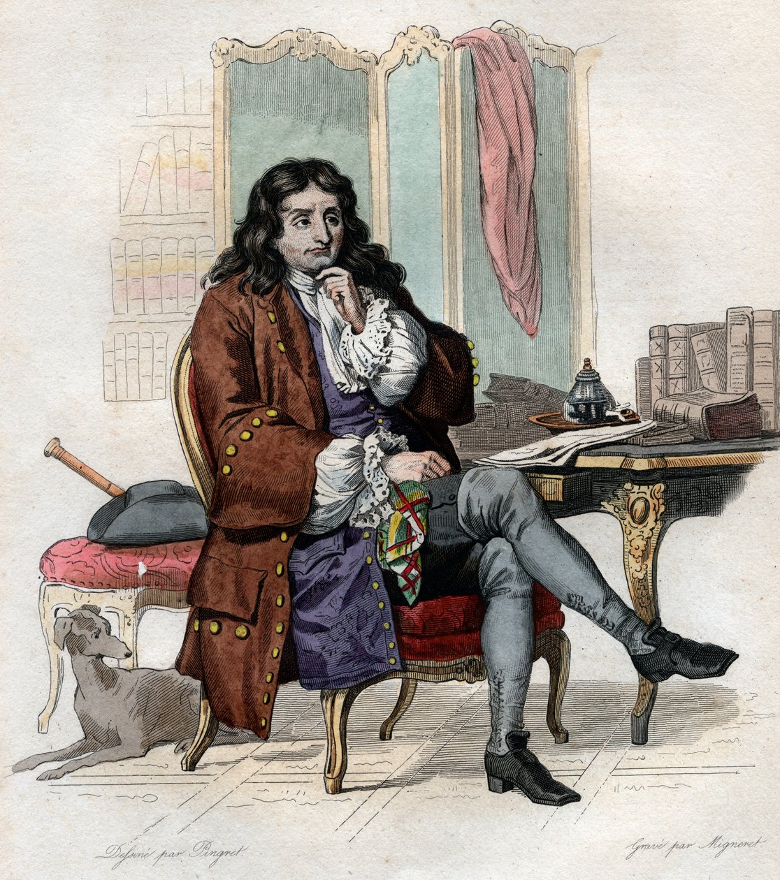 Jean de La Fontaine (Lafontaine) (1621-1695), Fransız fabulist ve şair portresi. by French School