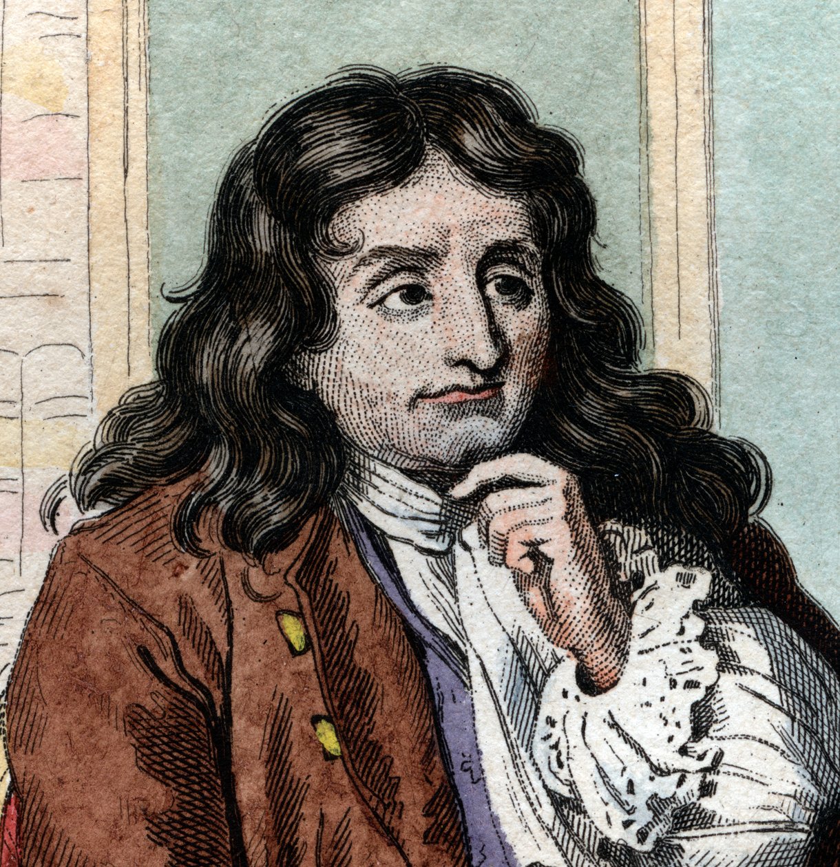 Jean de La Fontaine (Lafontaine) (1621-1695), Fransız fabulist ve şair portresi. by French School