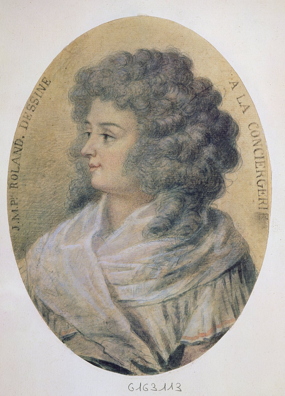 Conciergerie'de Jeanne-Marie Roland de la Platiere'nin (kızlık soyadı Philippon) (1754-93) portresi by French School
