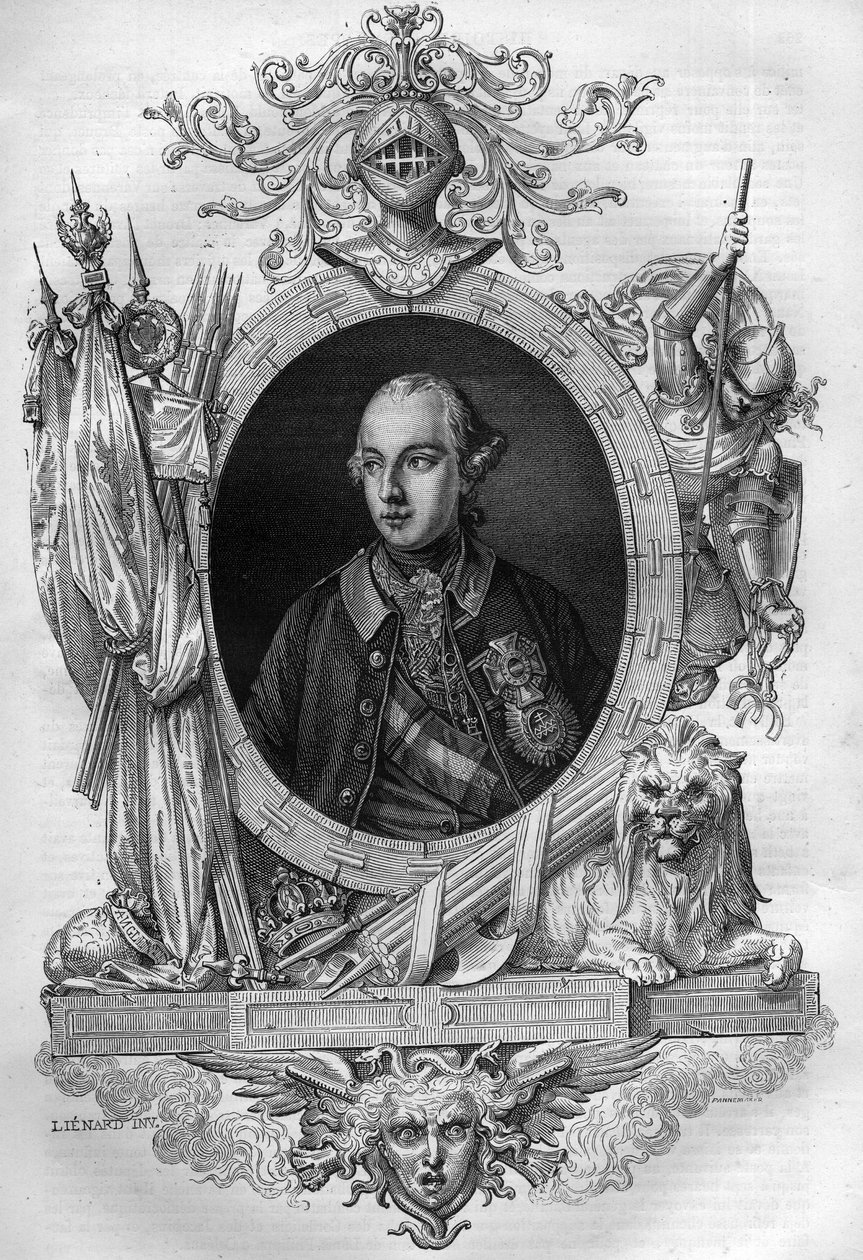 Joseph II (1741-1790), Avusturya İmparatoru Maurice Lachatre tarafından “Histoire des Papes-Kral-Kraliçe-ve-Empereurs bir travers les yüzyıllar” gravür portresi by French School