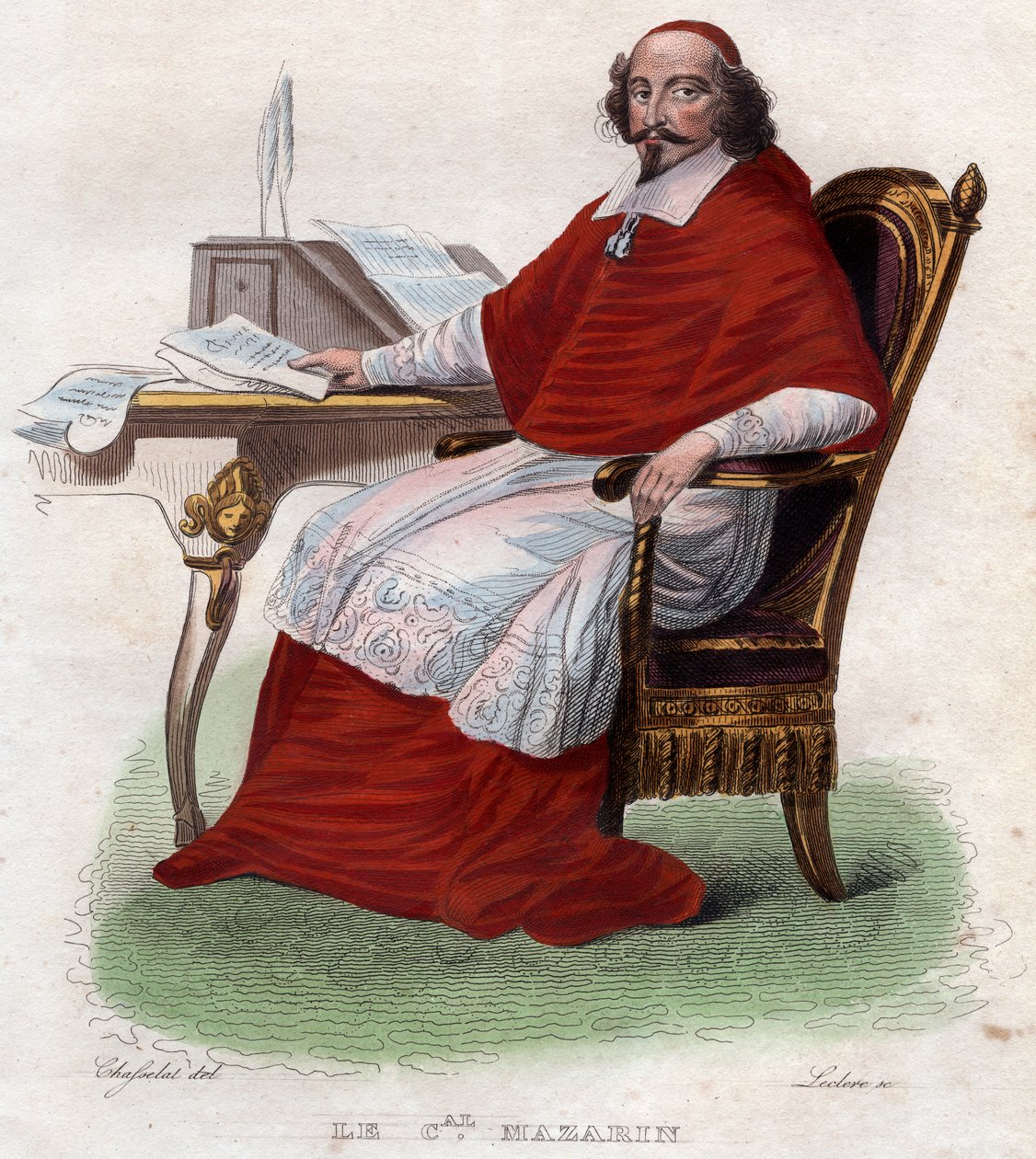 Jules Mazarin (1602-1661), Fransız İtalyan kardinal, diplomat ve politikacının portresi. by French School