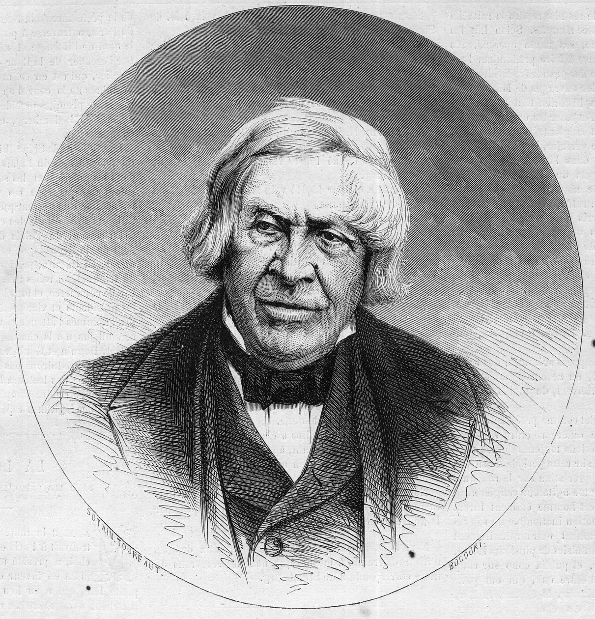 Jules Michelet (1798-1874), Fransız tarihçi ve yazar portresi. 14 Şubat 1874 tarihli “Le Monde Illustré” n°879