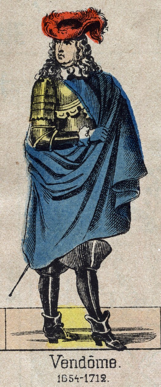 Louis-Joseph (Louis Joseph) de Bourbon'un (1645-1712) portresi Grand Vendome, Penthievre Dükü ve Mercoeur, ardından Vendome Dükü ve Fransa Çifti. 19. yüzyılın sonundan Epinal görüntüsü. by French School