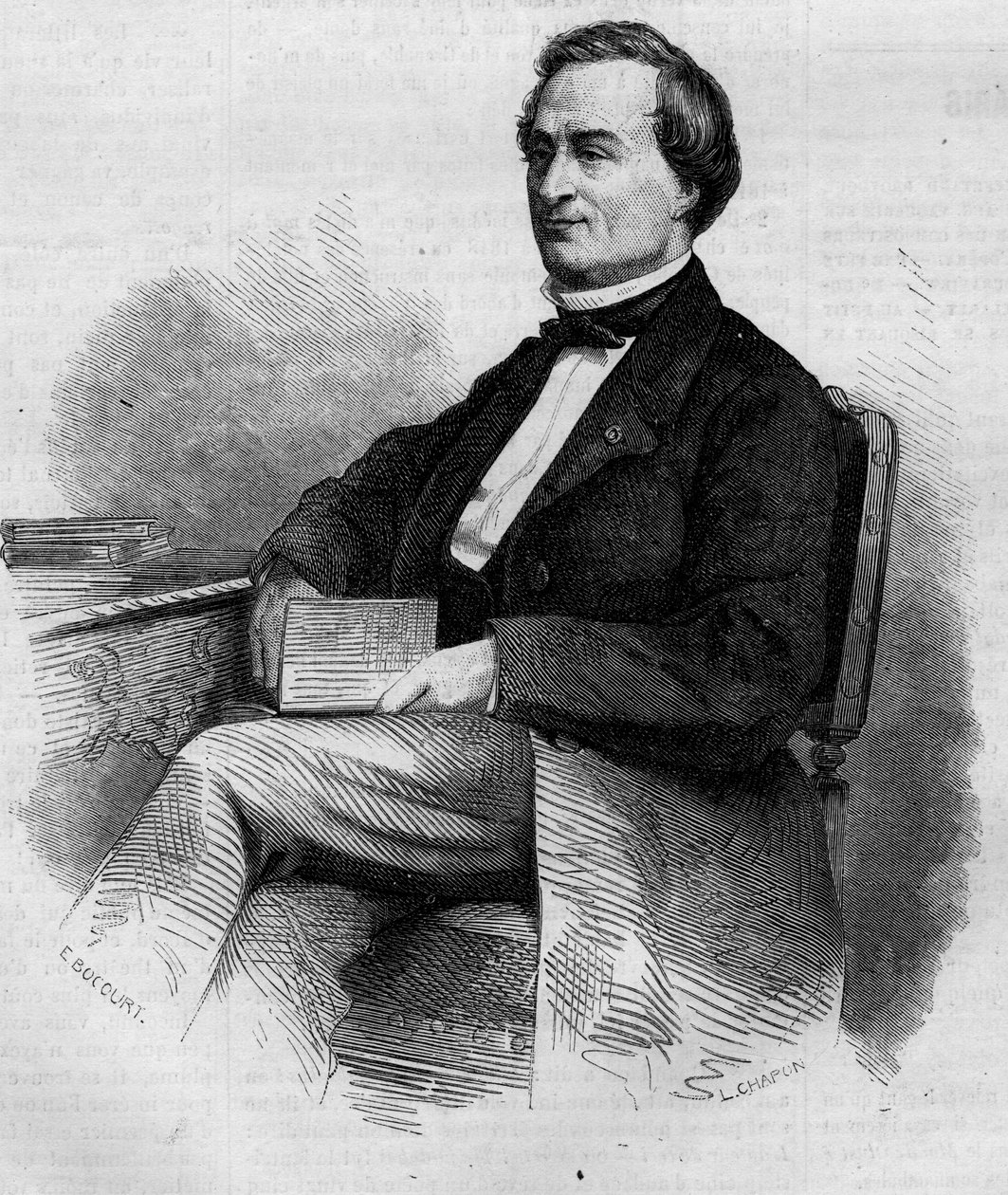 Louis Bernard Bonjean (1804-1871), Fransız yargıç ve senatör portresi. Gravür “Le Monde Illustré” n°309, 14 Mart 1863. by French School