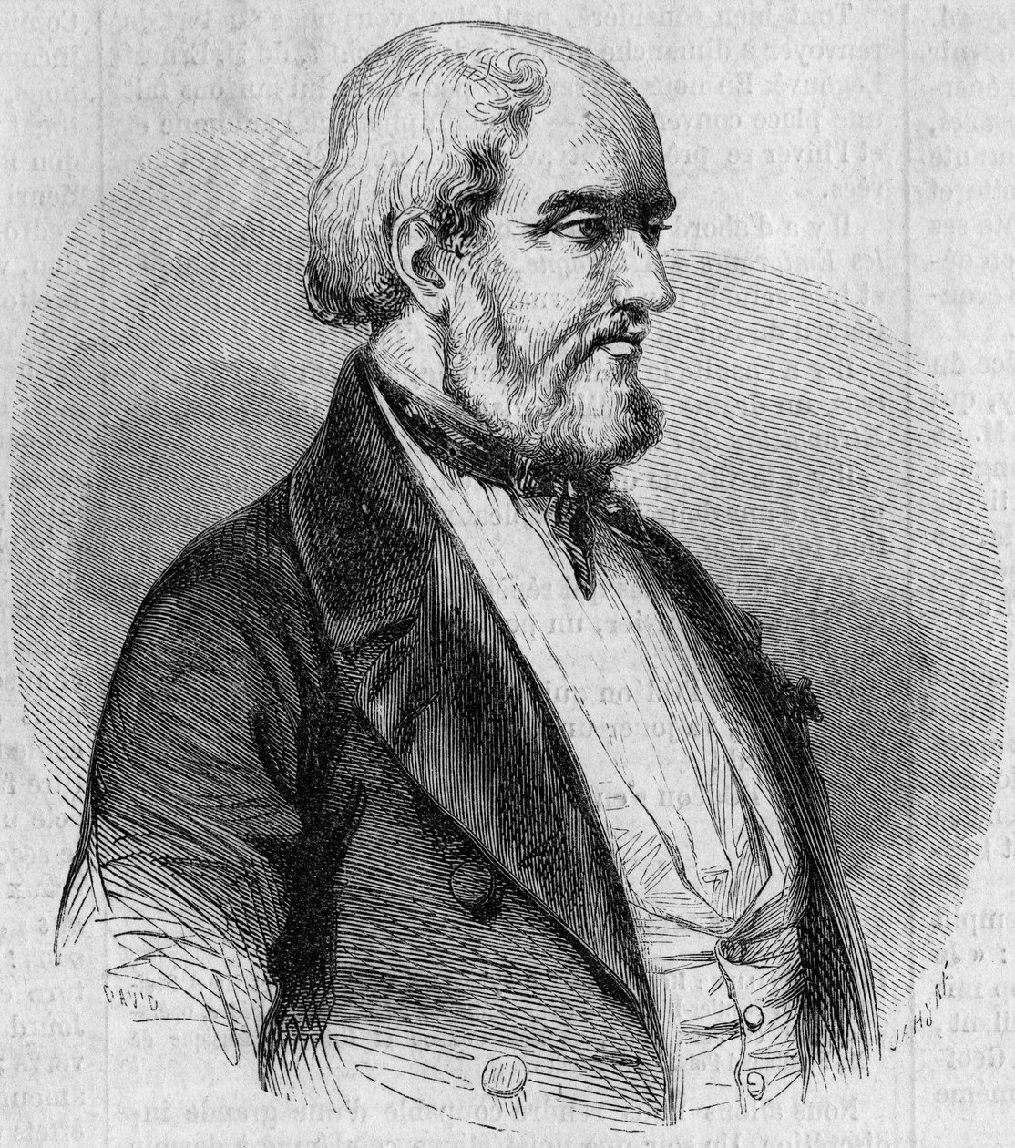 Louis Garneray (1783-1857), Fransız denizci, ressam ve deniz tarihçisi portresi. Gravür “” Le Monde Illustré” n°26, 10 Ekim by French School