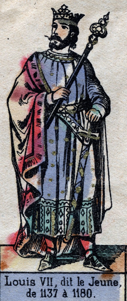 Genç Louis (1120-1180) (Kapetliler hanedanı) olarak bilinen Fransa Kralı VII. 19. yüzyılın sonlarında illüstrasyon. by French School