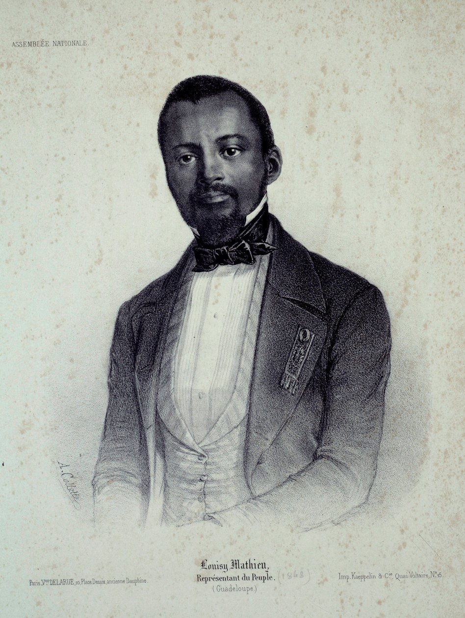 Louisy Mathieu (1817-1874), eski köle ve Guadeloupe vekili portresi 19. yüzyıl Chartres Gravür, Musee des Beaux Arts by French School