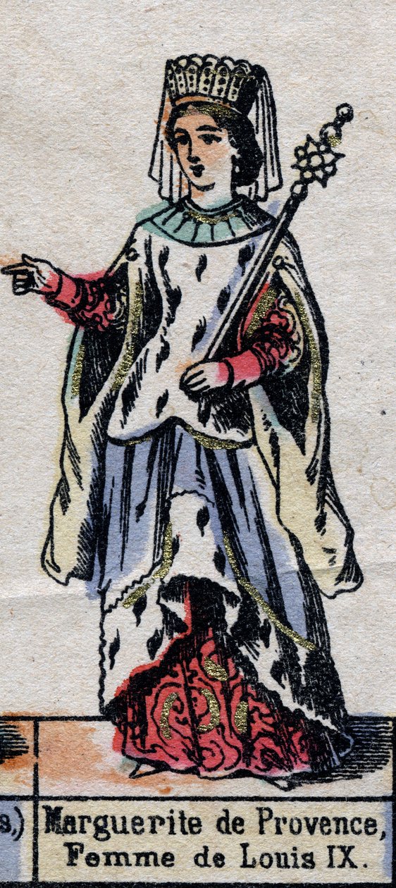 Fransa Kralı IX.Louis'in karısı Marguerite de Provence'ın (1221-1295) portresi. (Kaptan hanedanı). 19. yüzyılın sonlarında illüstrasyon. by French School