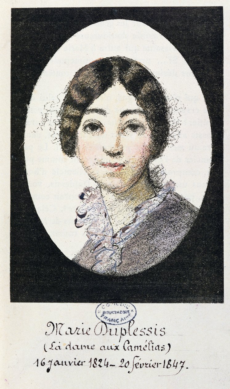 Marie Duplessis'in (1824-1847) portresi, aynı zamanda La Dame aux Camelias olarak da bilinir, 1847 by French School