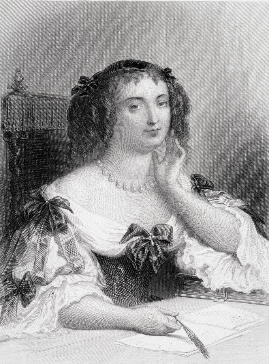 Marie de Rabutin-Chantal (Rabutin Chantal), Madame de Sevigne (1626-1696) yazar olarak bilinen Sevigne Markizi portresi - gravür by French School