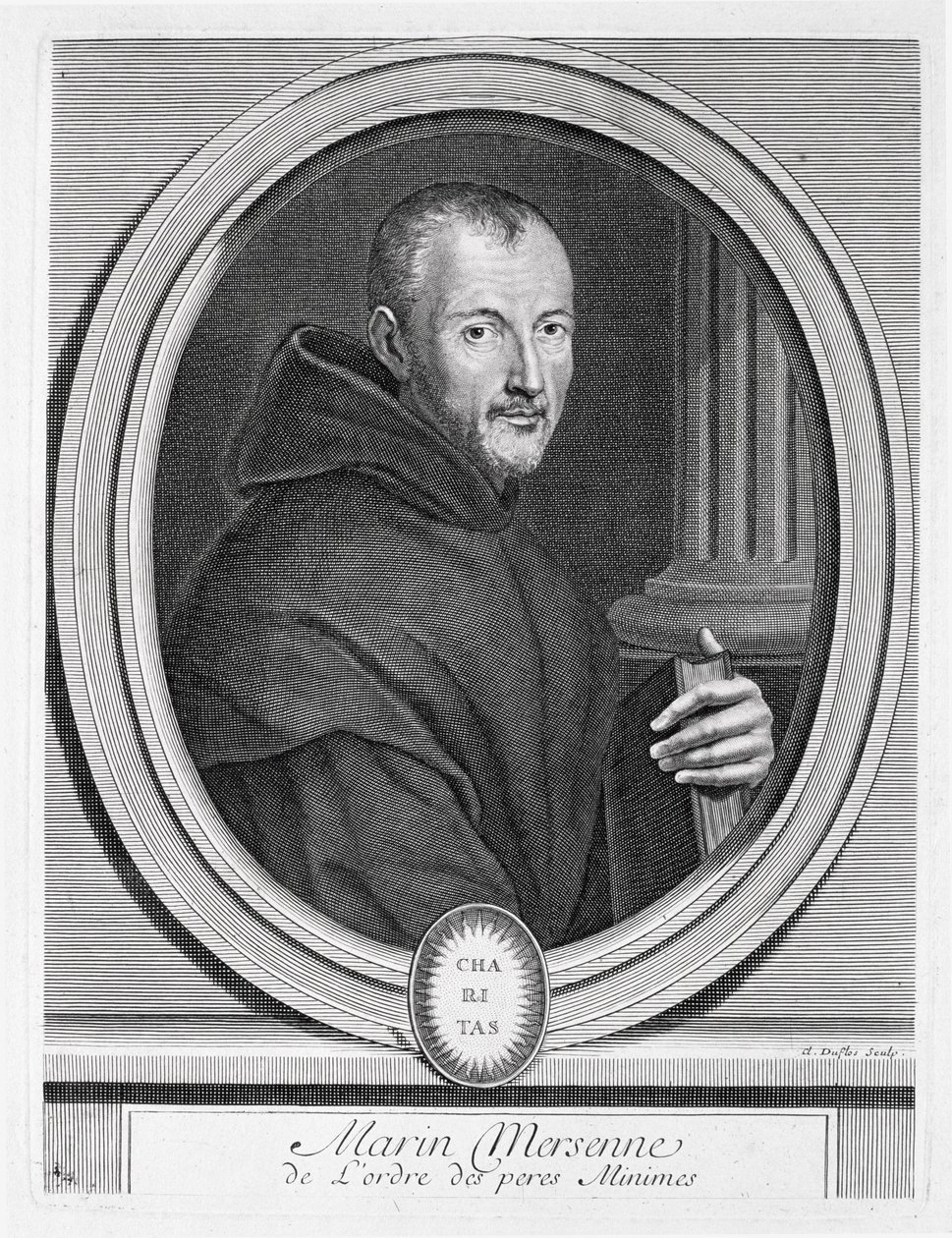 Duflos tarafından oyulmuş Marin Mersenne (1588-1648) portresi by French School