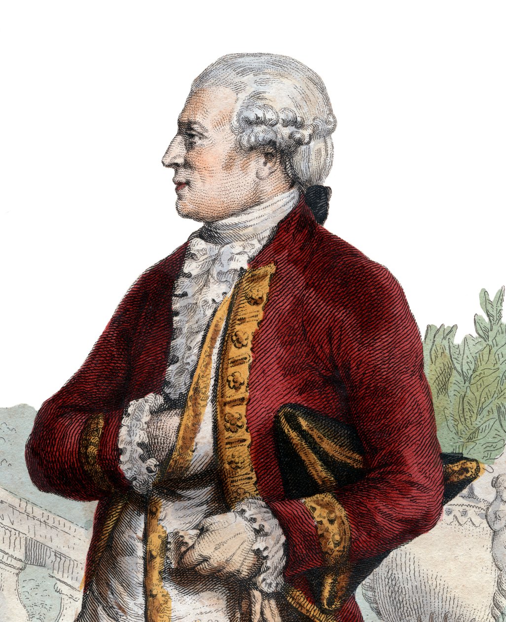 Pierre Augustin Caron de Beaumarchais (1732-1799), Fransız saatçi, mucit, müzisyen, diplomat ve yazar portresi. by French School