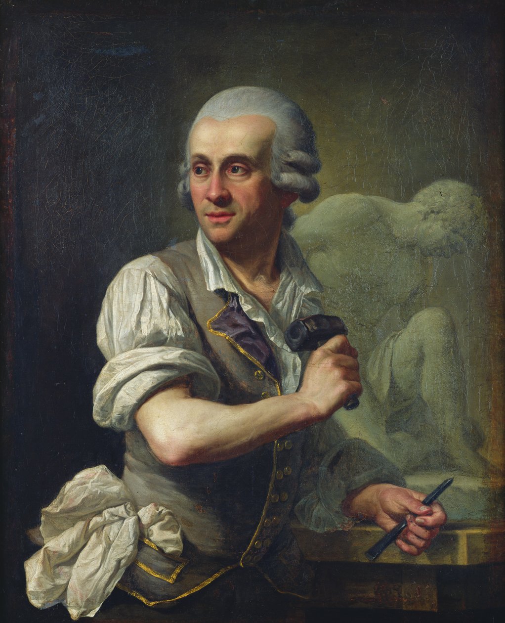 Pierre Julien'in (1731-1804) İş Yerinde Portresi, c.1770 by French School