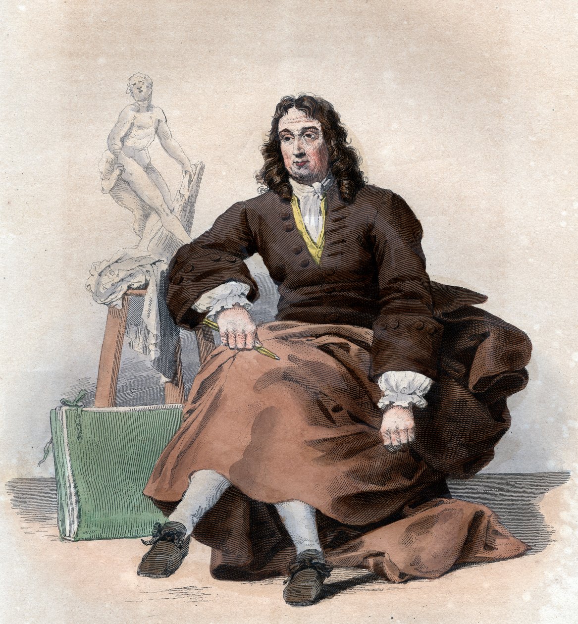 Pierre Puget (1620-1694), Fransız ressam, heykeltıraş, mimar ve mühendis portresi. by French School