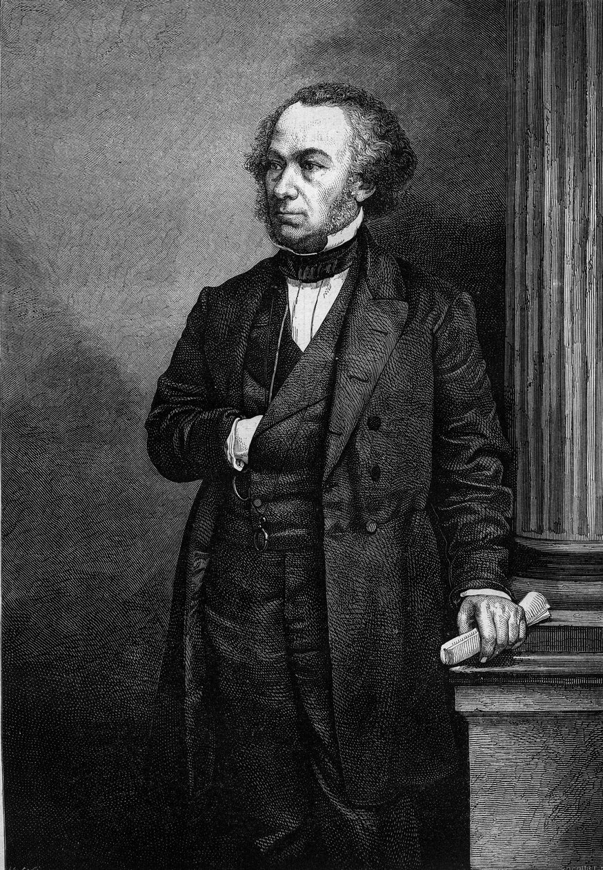 Richard Cobden (1804-1865), İngiliz sanayici ve politikacı portresi. “” Le Magasin Pitoresk” de gravür by French School