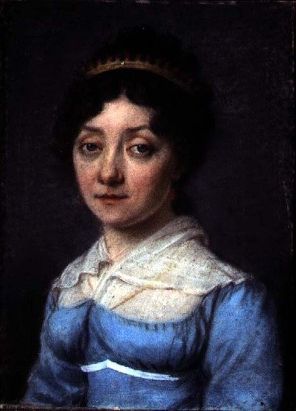 Mavi İmparatorluk Elbiseli Bir Burjuva Kadının Portresi, 1815 dolayları (kağıt üzerinde pastel) by French School