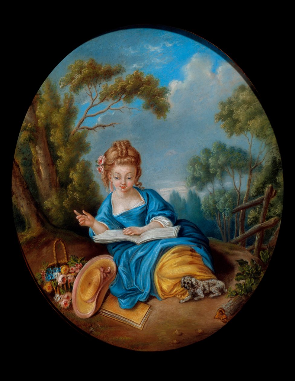 Okuyan bir kızın portresi. 18. yüzyılın Fransız okulu. Kol. Bölüm. by French School