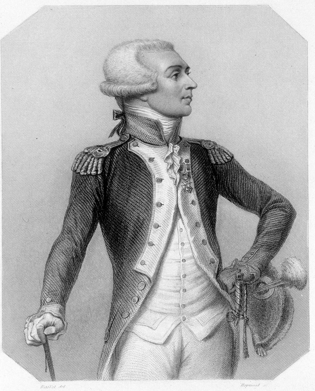 Marquis de La Fayette, Fransız general ve politikacı (1757-1834) portresi. Lamartine