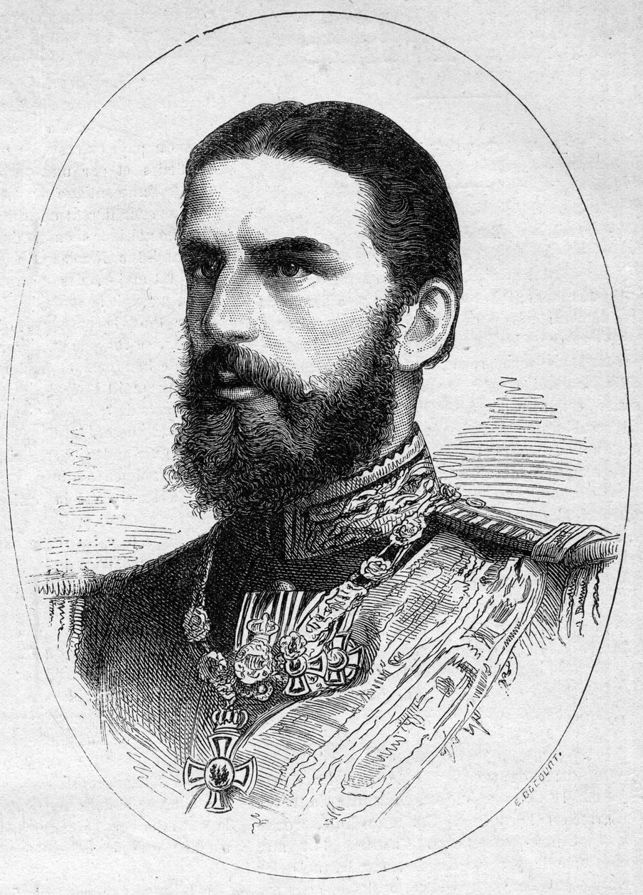 Romanya Prensi Charles de Hoenzolern Sigmaringer (1839-1914), Charles I (Carol I) adı altında gelecekteki kral portresi. 23 Haziran 1877 tarihli “Le Monde Illustré” n°1054