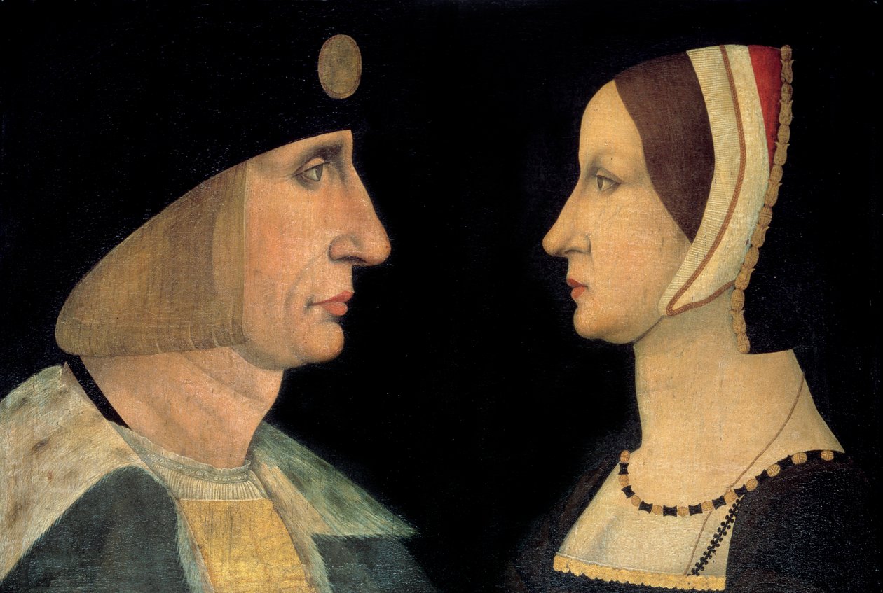 Kral Louis XII (1462-1515) ve Brittany Anne (1477-1514) Anonim Fransa Kraliçesi portreleri. 16