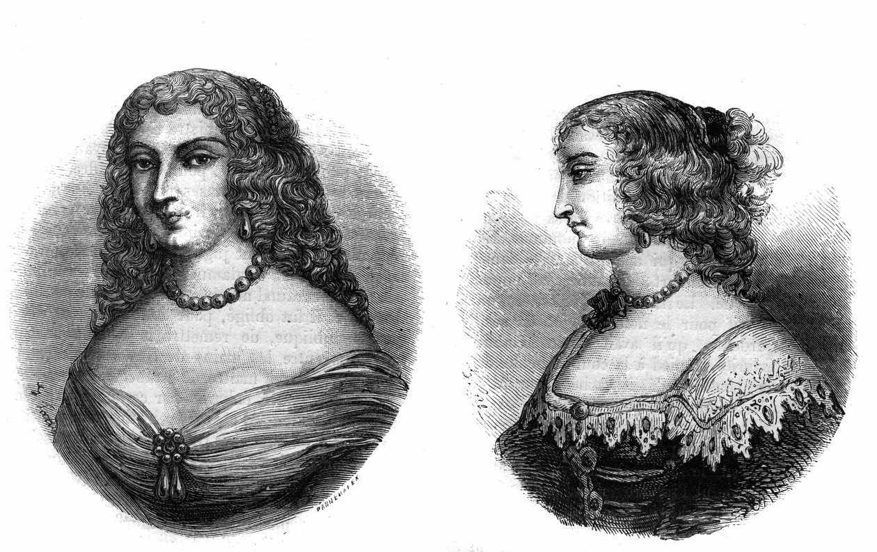 “Matmazel de la Fayette (Louise de La Fayette 1618-1665) ve Matmazel de Hautefort (Marie de Hautefort) portreleri by French School