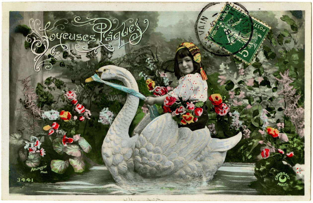 Kartpostal: Mutlu Paskalyalar (basılı kağıt) by French School