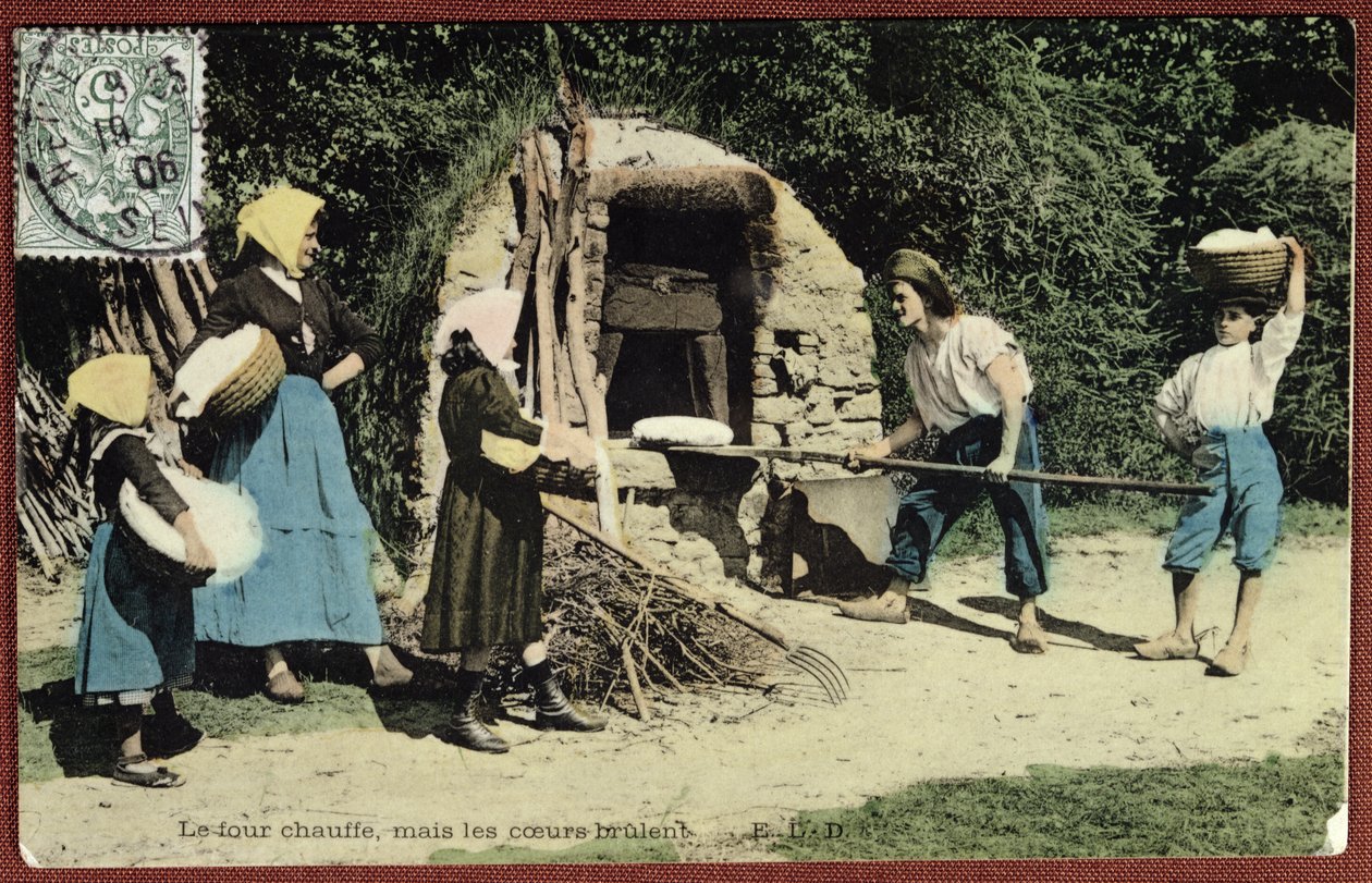 Ortak bir fırını gösteren kartpostal, 1906 by French School