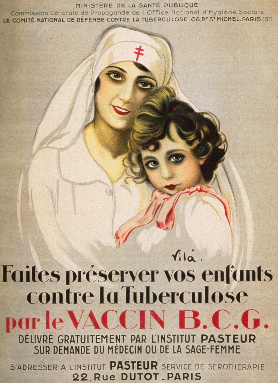 Poster “” Çocuklarınızı B.C.G. Doktor veya ebenin talebi üzerine Institut Pasteur tarafından ücretsiz olarak düzenlenen aşı””, by Vilà 1917 by French School