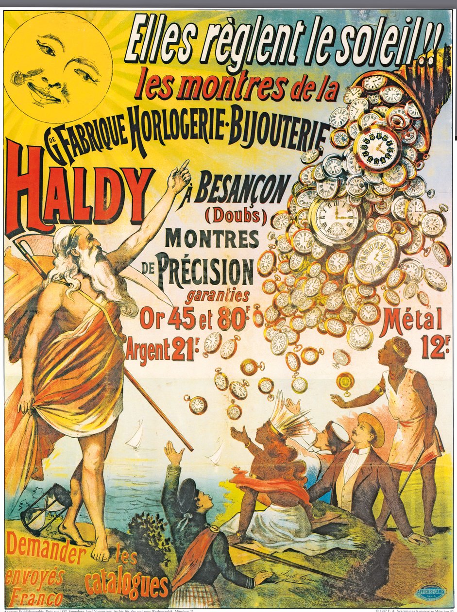 Afiş reklamı Horlogerie-Bijouterie Haldy, 1890