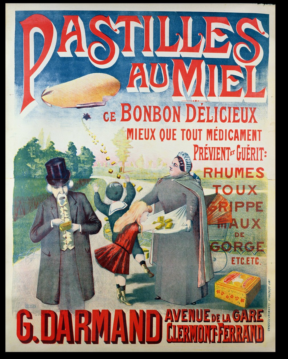 Pastilles au Miel, bal pastilleri, G. Darmand tarafından yapılan reklam afişi by French School