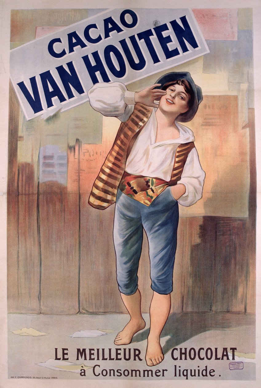 Afiş reklam Van Houten kakao by French School