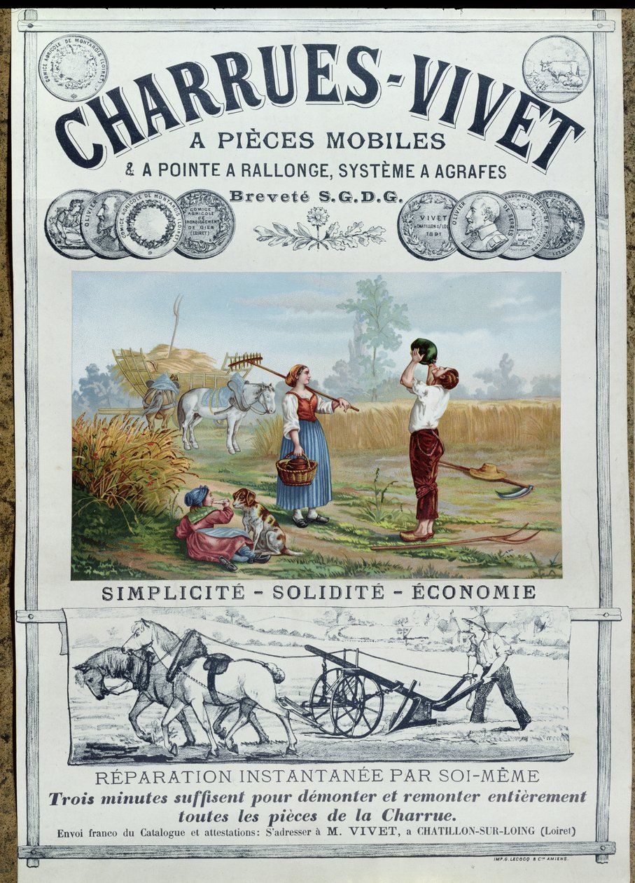 Afiş reklamı Live on Pulluklar, c.1891 by French School