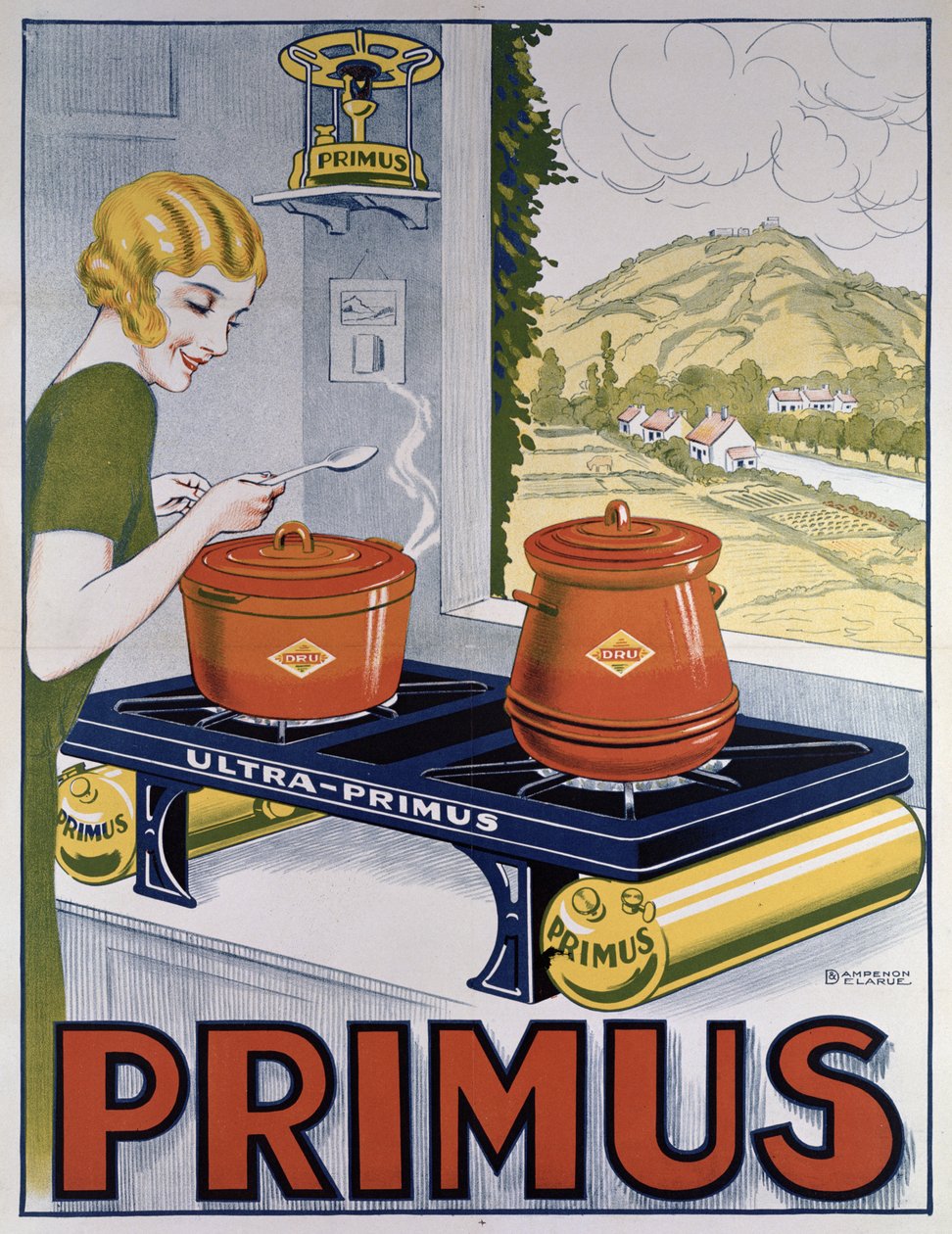 Dampenon & Elarue tarafından basılan Primus ocağının reklamını yapan poster by French School