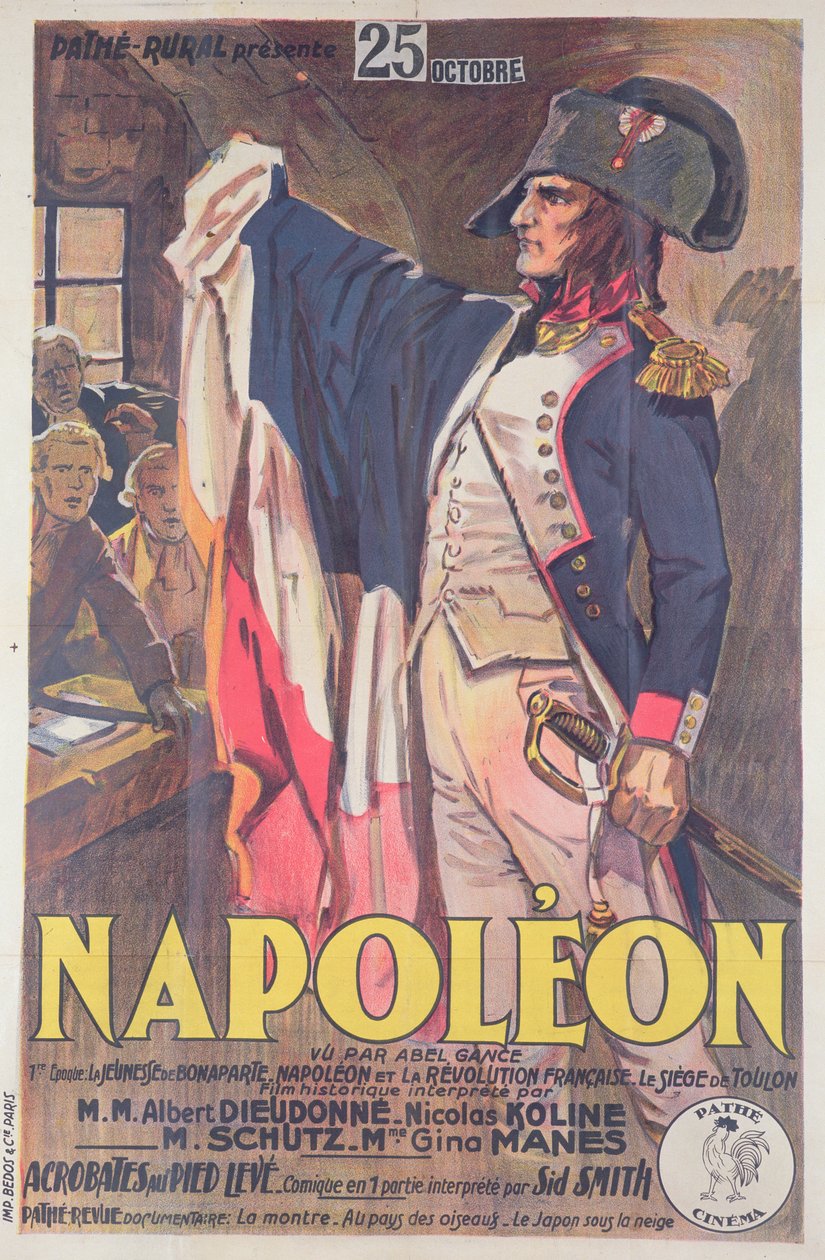 Abel Gance tarafından yazılan Napolyon filminin reklam afişi by French School