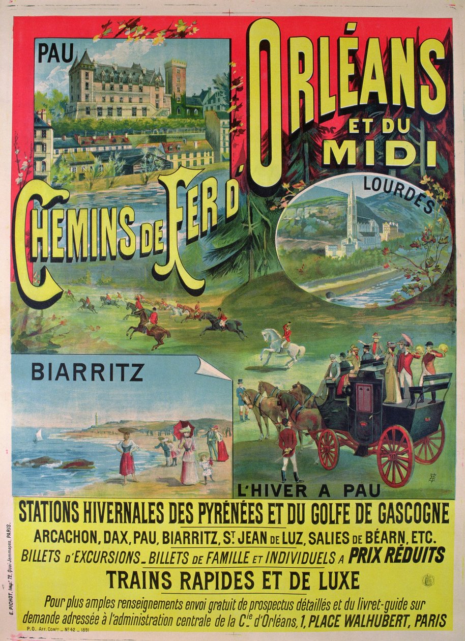 Orleans ve Midi, Fransa demiryollarının reklamını yapan afiş by French School