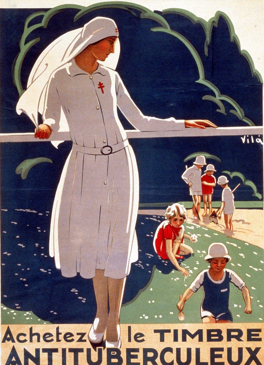 Ulusal Tüberküloza Karşı Savunma Komitesi tarafından yayınlanan “TB yamasını satın alın” posteri. Litografi 1917. by French School