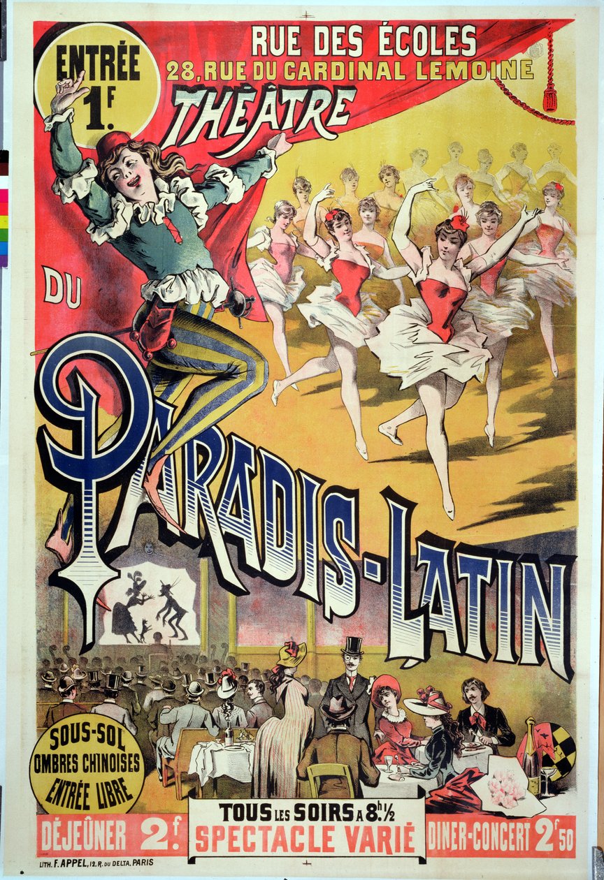 Theatre du Paradis Latin için poster, c.1880-90 by French School