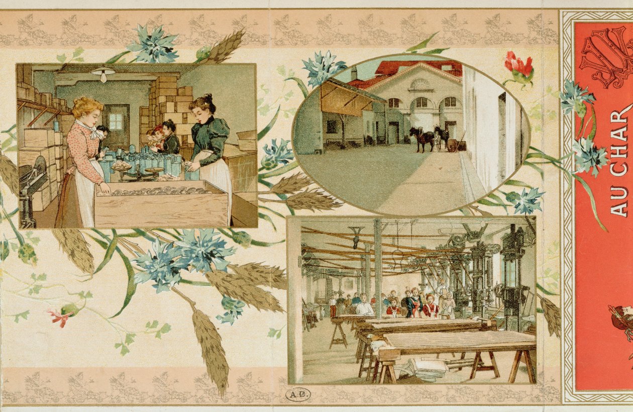 Makarnanın bir fabrikada hazırlanması, c.1900 by French School