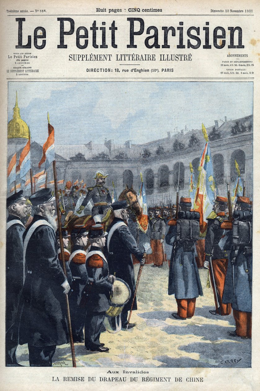 Çin Alayı bayrağının General Faure Biguet (Faure-Biguet) tarafından Paris