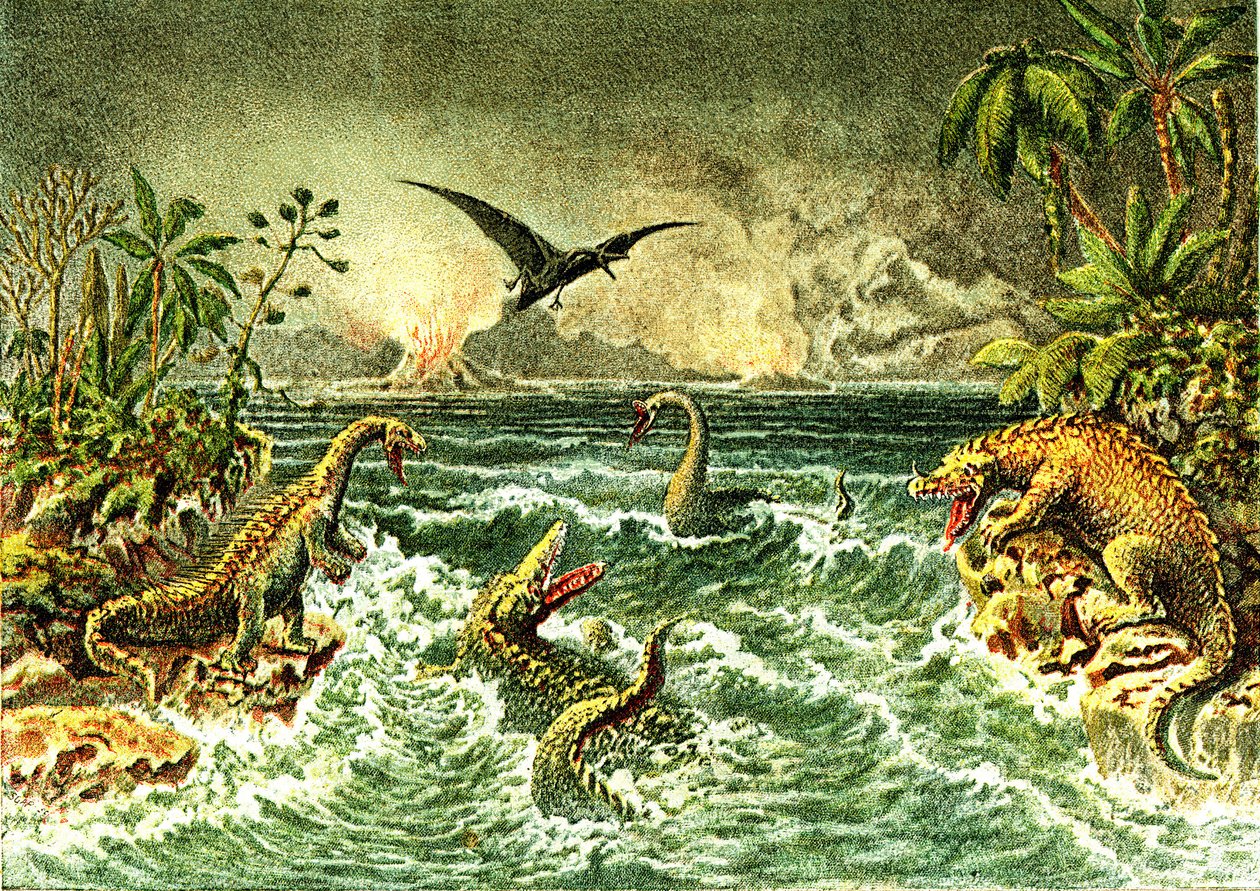 İlkel Dünya (dinozorlarla birlikte) - Tarih Öncesinin İkincil Dönemi by French School